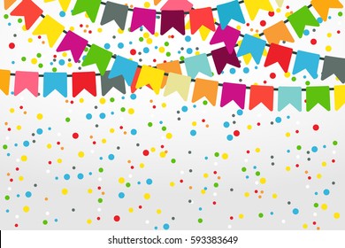 Vector illustration of festive background. Colorful decorative flags