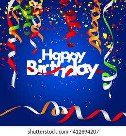 Vector illustration festive background with confetti balloons birthday