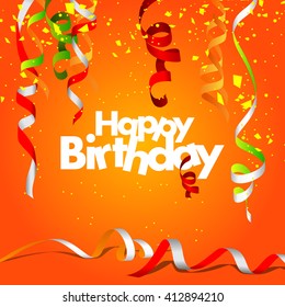 Vector illustration festive background with confetti balloons birthday