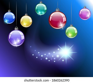 Vector illustration festive background with glass balls new year and Christmas