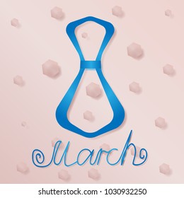 vector illustration festive background image on International Women's Day on March 8 in pink and blue.