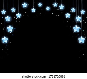 Illustration vectorielle arrière-plan festif étoiles brillantes de beaux éléments décoratifs en forme d'arche à cadre