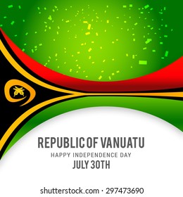 Vector illustration festive banner with flag of The Vanuatu and an inscription "Republic of Vanuatu Happy Independence Day July 30th"