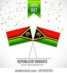 Vector illustration festive banner with flags of The Vanuatu and an inscription "30th July Republic of Vanuatu Happy Independence Day.
