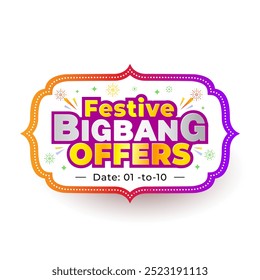 Ilustração vetorial de ofertas de bigbang festivo, conceito de logotipo de venda para o indiano Navratri, festival de Diwali.