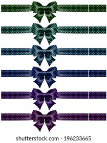 Vector illustration - festive black polka dot bows with ribbons. Created with gradient mesh and blending modes.