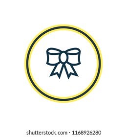 Vector illustration of festive bow icon line. Beautiful celebrate element also can be used as ribbon icon element.