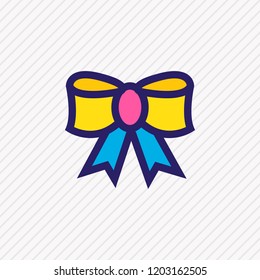 Vector illustration of festive bow icon colored line. Beautiful event element also can be used as ribbon icon element.