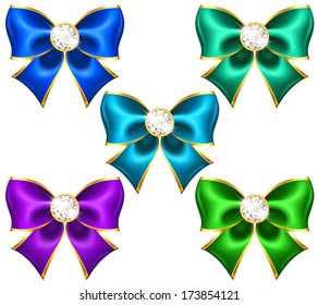 Vector illustration - festive bows with diamonds. Created with gradient mesh and blending modes.