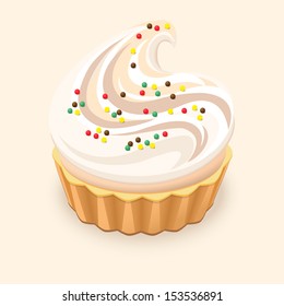vector illustration festive cake with meringue-eps10