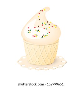 vector illustration festive cake in the waffles bowl. eps10