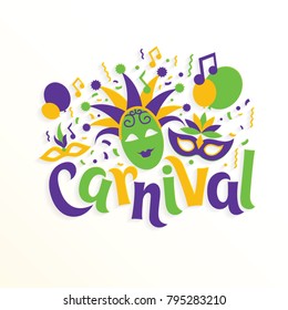 vector illustration. festive carnivals in Brazil and Mardi Gras in Venice. element for design business cards, invitations, gift cards, flyers and brochures