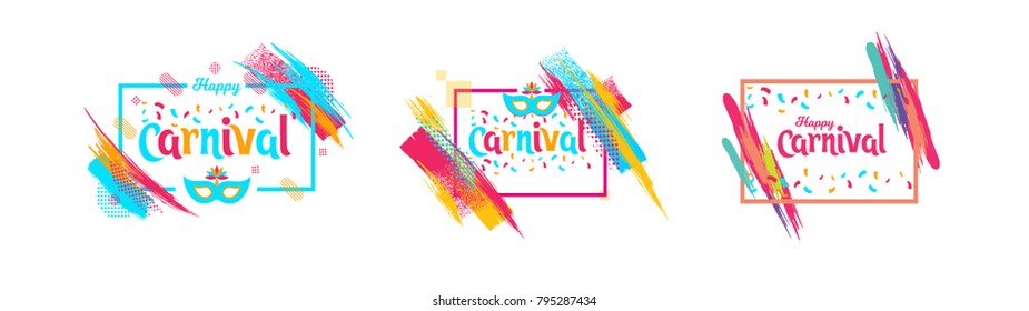 vector illustration. festive carnivals in Brazil and Mardi Gras in Venice. Carnival mask and an inscription with colorful geometric pattern.element for design business cards, invitations, gift cards.