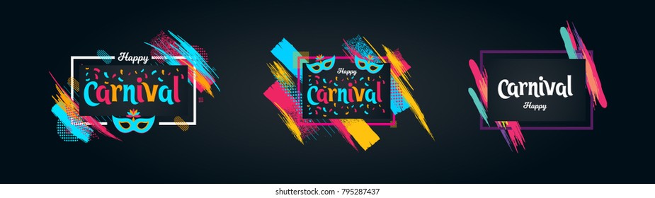 vector illustration. festive carnivals in Brazil and Mardi Gras in Venice. Carnival mask and an inscription with colorful geometric pattern.element for design business cards, invitations, gift cards.