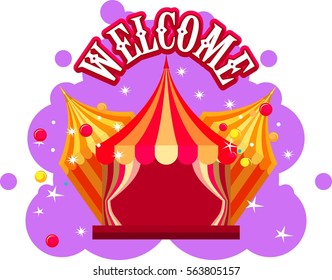 vector illustration festive circus tents with open curtains to enter