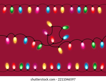 vector illustration of festive, colorful chains of lights