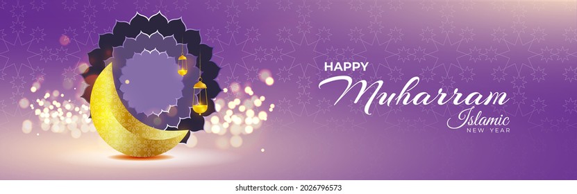 vector illustration for festive concept background of Islamic new year, new Hijari year- happy muharram 