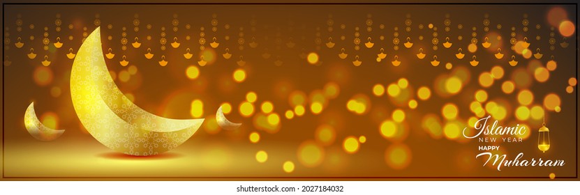 vector illustration for festive concept background of Islamic new year, new Hijari year- happy muharram 