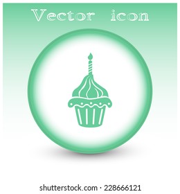 Vector illustration Festive cupcake with candle 