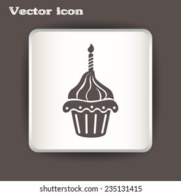 Vector illustration Festive cupcake with candle 