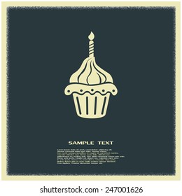 Vector illustration Festive cupcake with candle 
