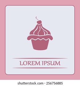 Vector illustration Festive cupcake with candle 