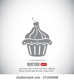 Vector illustration Festive cupcake with cherry
