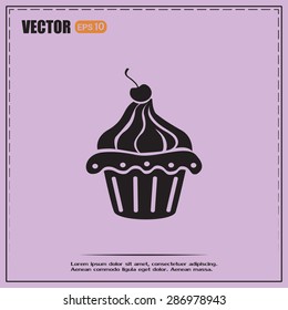 Vector illustration Festive cupcake with cherry