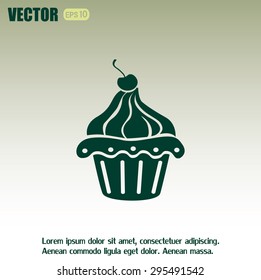 Vector illustration Festive cupcake with cherry