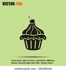 Vector illustration Festive cupcake with cherry