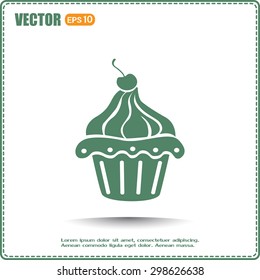 Vector illustration Festive cupcake with cherry