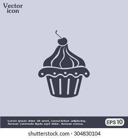 Vector illustration Festive cupcake with cherry