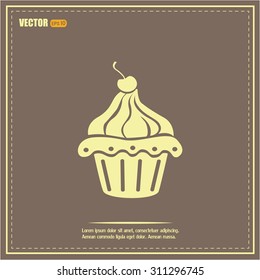 Vector illustration Festive cupcake with cherry