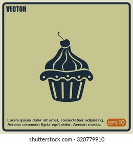 Vector illustration Festive cupcake with cherry