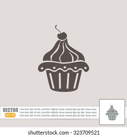 Vector illustration Festive cupcake with cherry