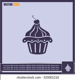 Vector illustration Festive cupcake with cherry
