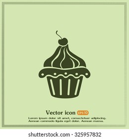 Vector illustration Festive cupcake with cherry
