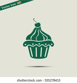 Vector illustration Festive cupcake with cherry