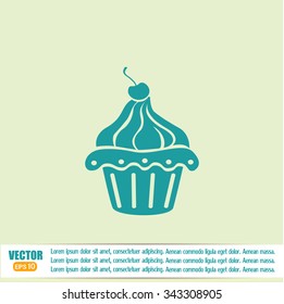 Vector illustration Festive cupcake with cherry