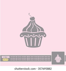 Vector illustration Festive cupcake with cherry