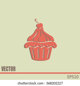 Vector illustration Festive cupcake with cherry
