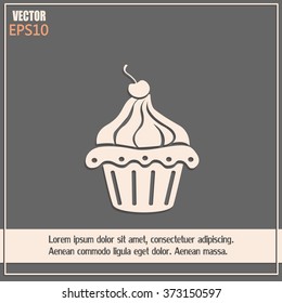 Vector illustration Festive cupcake with cherry