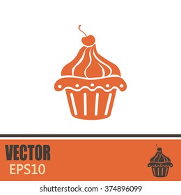 Vector illustration Festive cupcake with cherry