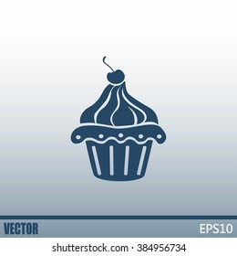 Vector illustration Festive cupcake with cherry