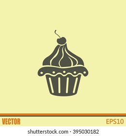 Vector illustration Festive cupcake with cherry
