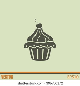 Vector illustration Festive cupcake with cherry