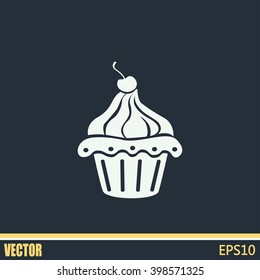 Vector illustration Festive cupcake with cherry