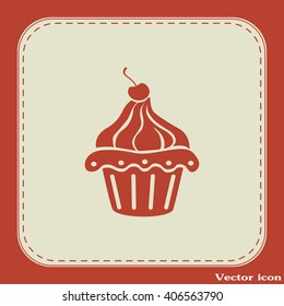 Vector illustration Festive cupcake with cherry