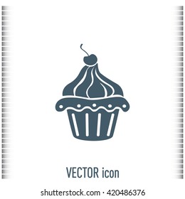 Vector illustration Festive cupcake with cherry
