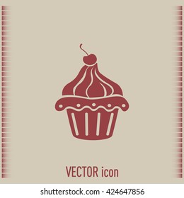 Vector illustration Festive cupcake with cherry